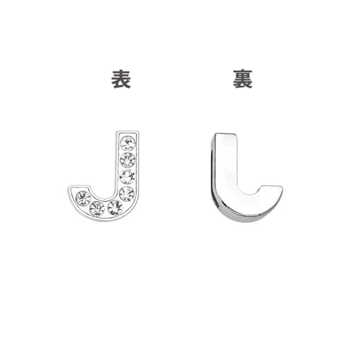 EBISU Design Alphabet Charms, Silver, 0.3 inch (8 mm) Holes, 26 Letters, A-Z DIY, Rhinestone, Zircon Parts, Initials, Accessory Parts, Handmade, Name Tags, Set of 2