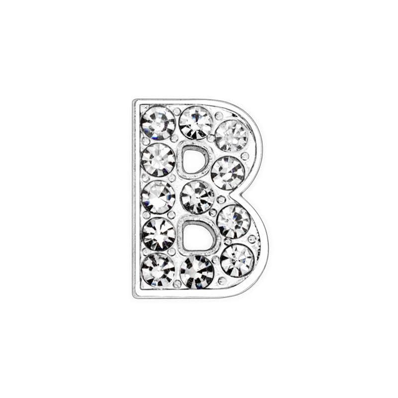 EBISU Design Alphabet Charms, Silver, 0.3 inch (8 mm) Holes, 26 Letters, A-Z DIY, Rhinestone, Zircon Parts, Initials, Accessory Parts, Handmade, Name Tags, Set of 2