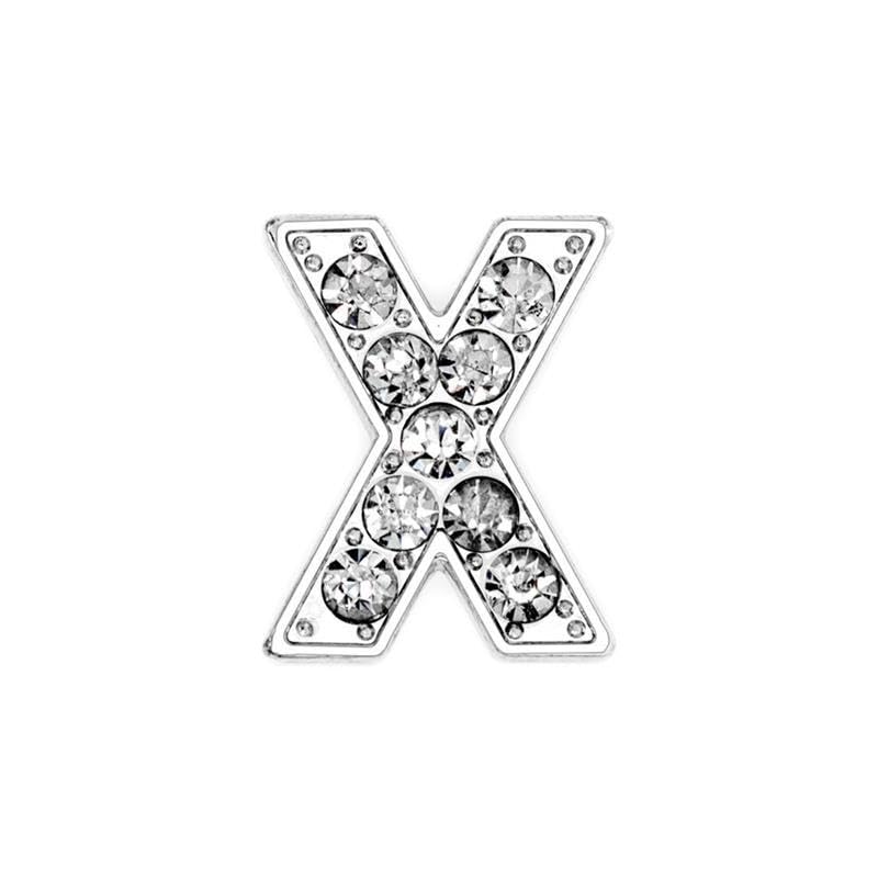 EBISU Design Alphabet Charms, Silver, 0.3 inch (8 mm) Holes, 26 Letters, A-Z DIY, Rhinestone, Zircon Parts, Initials, Accessory Parts, Handmade, Name Tags, Set of 2