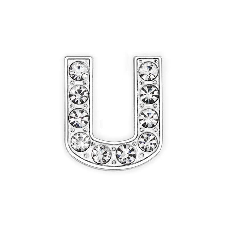 EBISU Design Alphabet Charms, Silver, 0.3 inch (8 mm) Holes, 26 Letters, A-Z DIY, Rhinestone, Zircon Parts, Initials, Accessory Parts, Handmade, Name Tags, Set of 2