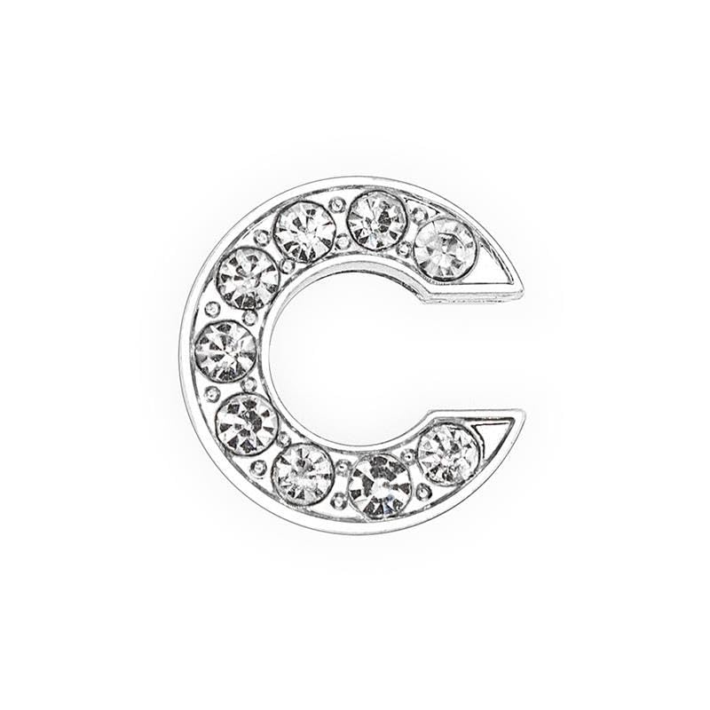 EBISU Design Alphabet Charms, Silver, 0.3 inch (8 mm) Holes, 26 Letters, A-Z DIY, Rhinestone, Zircon Parts, Initials, Accessory Parts, Handmade, Name Tags, Set of 2