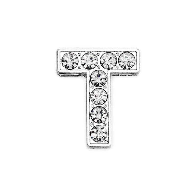 EBISU Design Alphabet Charms, Silver, 0.3 inch (8 mm) Holes, 26 Letters, A-Z DIY, Rhinestone, Zircon Parts, Initials, Accessory Parts, Handmade, Name Tags, Set of 2