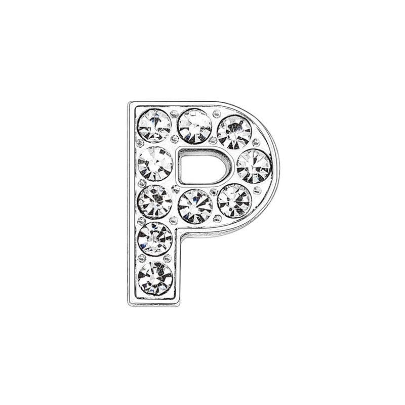 EBISU Design Alphabet Charms, Silver, 0.3 inch (8 mm) Holes, 26 Letters, A-Z DIY, Rhinestone, Zircon Parts, Initials, Accessory Parts, Handmade, Name Tags, Set of 2