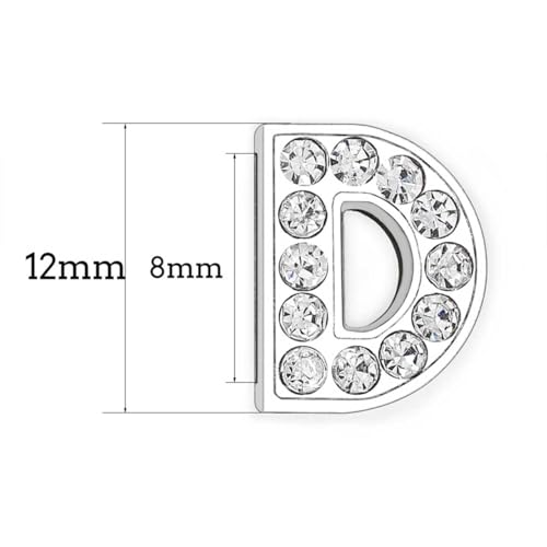 EBISU Design Alphabet Charms, Silver, 0.3 inch (8 mm) Holes, 26 Letters, A-Z DIY, Rhinestone, Zircon Parts, Initials, Accessory Parts, Handmade, Name Tags, Set of 2