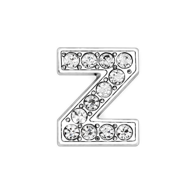 EBISU Design Alphabet Charms, Silver, 0.3 inch (8 mm) Holes, 26 Letters, A-Z DIY, Rhinestone, Zircon Parts, Initials, Accessory Parts, Handmade, Name Tags, Set of 2