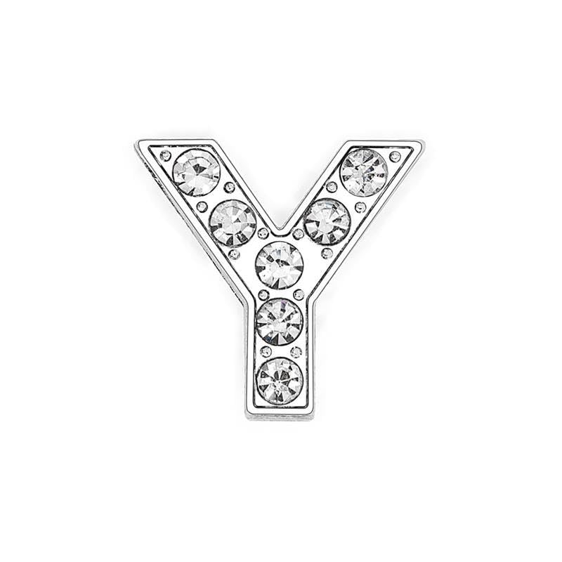 EBISU Design Alphabet Charms, Silver, 0.3 inch (8 mm) Holes, 26 Letters, A-Z DIY, Rhinestone, Zircon Parts, Initials, Accessory Parts, Handmade, Name Tags, Set of 2