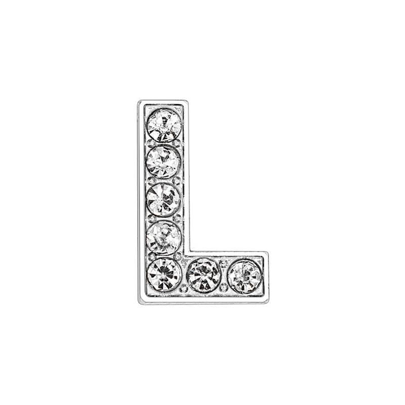 EBISU Design Alphabet Charms, Silver, 0.3 inch (8 mm) Holes, 26 Letters, A-Z DIY, Rhinestone, Zircon Parts, Initials, Accessory Parts, Handmade, Name Tags, Set of 2