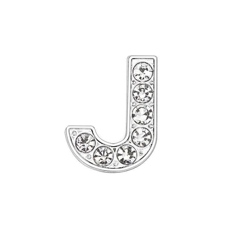 EBISU Design Alphabet Charms, Silver, 0.3 inch (8 mm) Holes, 26 Letters, A-Z DIY, Rhinestone, Zircon Parts, Initials, Accessory Parts, Handmade, Name Tags, Set of 2