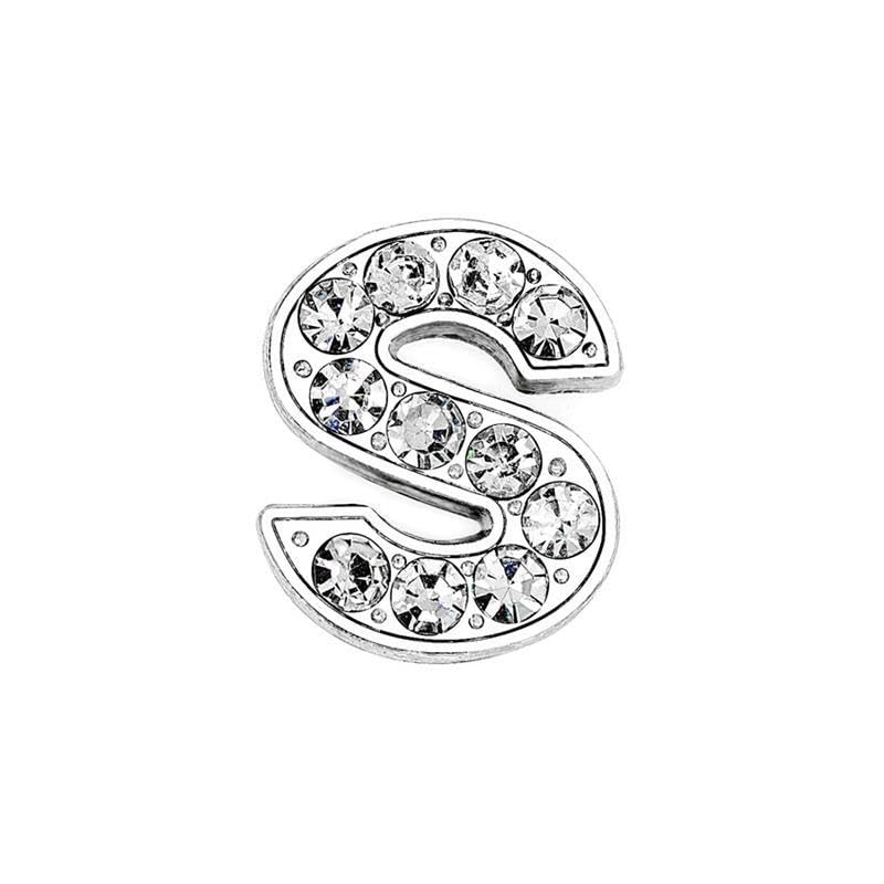 EBISU Design Alphabet Charms, Silver, 0.3 inch (8 mm) Holes, 26 Letters, A-Z DIY, Rhinestone, Zircon Parts, Initials, Accessory Parts, Handmade, Name Tags, Set of 2
