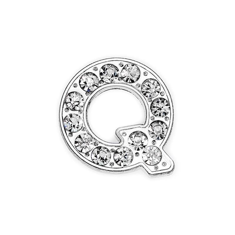 EBISU Design Alphabet Charms, Silver, 0.3 inch (8 mm) Holes, 26 Letters, A-Z DIY, Rhinestone, Zircon Parts, Initials, Accessory Parts, Handmade, Name Tags, Set of 2