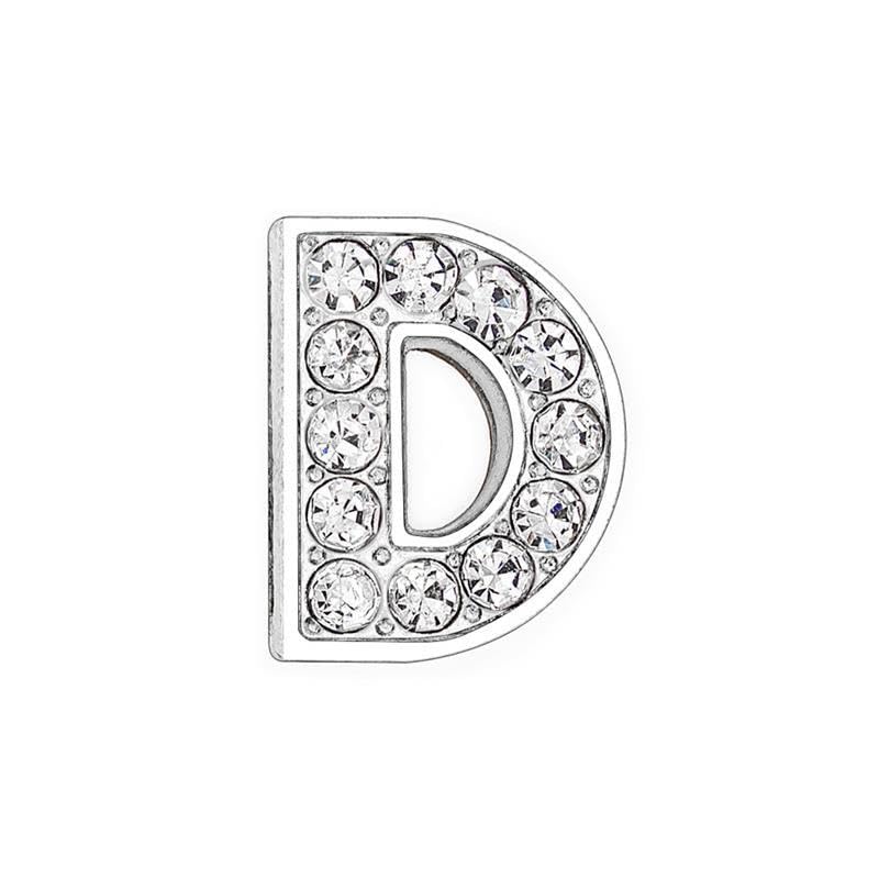 EBISU Design Alphabet Charms, Silver, 0.3 inch (8 mm) Holes, 26 Letters, A-Z DIY, Rhinestone, Zircon Parts, Initials, Accessory Parts, Handmade, Name Tags, Set of 2