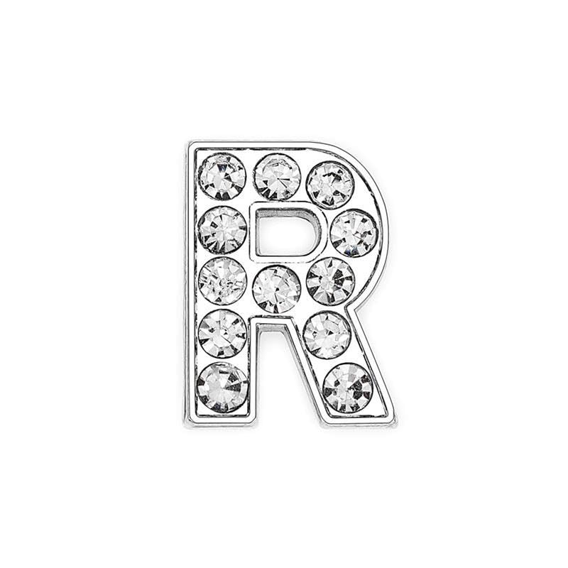 EBISU Design Alphabet Charms, Silver, 0.3 inch (8 mm) Holes, 26 Letters, A-Z DIY, Rhinestone, Zircon Parts, Initials, Accessory Parts, Handmade, Name Tags, Set of 2