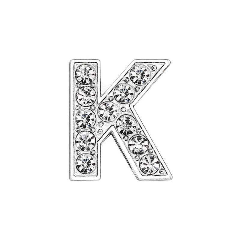 EBISU Design Alphabet Charms, Silver, 0.3 inch (8 mm) Holes, 26 Letters, A-Z DIY, Rhinestone, Zircon Parts, Initials, Accessory Parts, Handmade, Name Tags, Set of 2