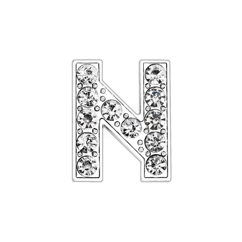 EBISU Design Alphabet Charms, Silver, 0.3 inch (8 mm) Holes, 26 Letters, A-Z DIY, Rhinestone, Zircon Parts, Initials, Accessory Parts, Handmade, Name Tags, Set of 2