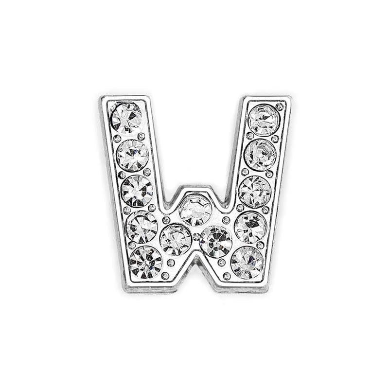 EBISU Design Alphabet Charms, Silver, 0.3 inch (8 mm) Holes, 26 Letters, A-Z DIY, Rhinestone, Zircon Parts, Initials, Accessory Parts, Handmade, Name Tags, Set of 2