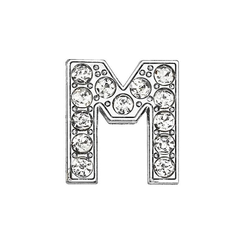 EBISU Design Alphabet Charms, Silver, 0.3 inch (8 mm) Holes, 26 Letters, A-Z DIY, Rhinestone, Zircon Parts, Initials, Accessory Parts, Handmade, Name Tags, Set of 2