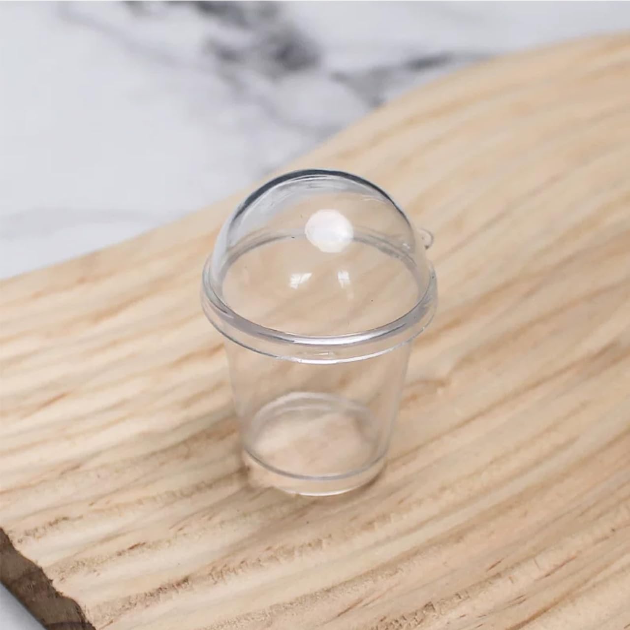 25pcs Sweet Decor Miniature Ice Cups with Lids DIY Craft Plastic Mini Flap Cups Dollhouse Ice Cream Cups with Dome Lids