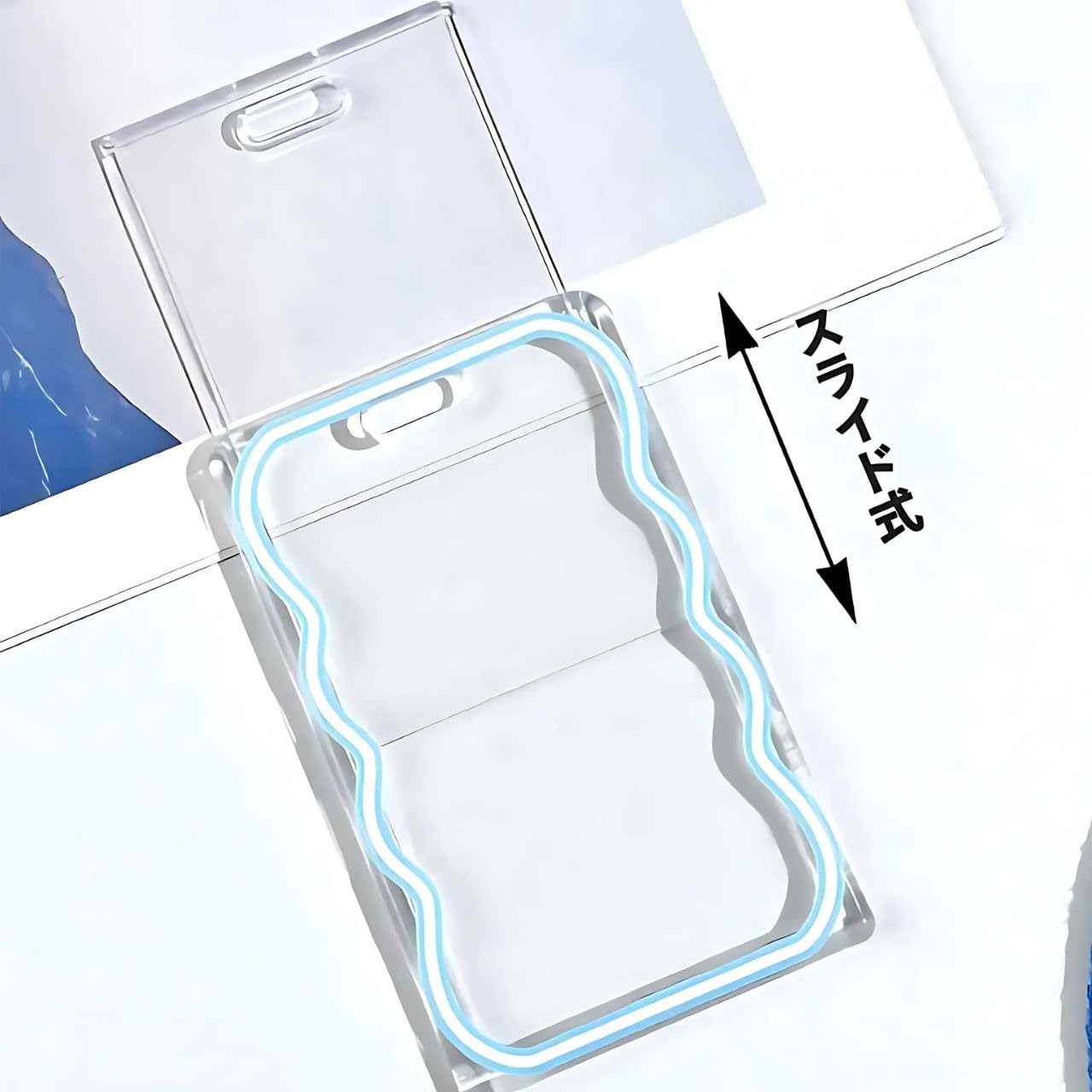 チェキホルダー キーホルダー うねうね トレカーホルダー スライド式 カラビナ付き トレカキーホルダー 馬券 記念 推し活