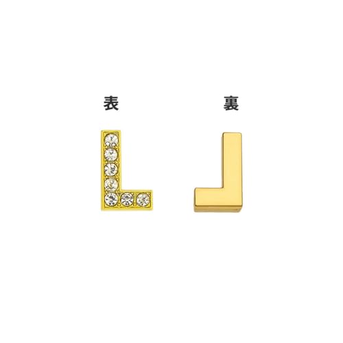 [EBISUデザイン] アルファベット 26文字 ゴールド 10mm穴 A-Z ローマ字 DIY ラインストーン 手芸パーツ イニシャルチャーム アクセサリーパーツ 手作り ネームタグ ハンドメイド