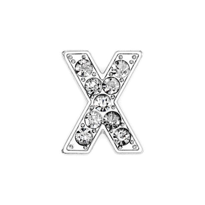 EBISU Design Alphabet Charms, Silver, 0.3 inch (8 mm) Holes, 26 Letters, A-Z DIY, Rhinestone, Zircon Parts, Initials, Accessory Parts, Handmade, Name Tags, Set of 2