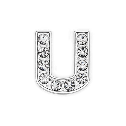 EBISU Design Alphabet Charms, Silver, 0.3 inch (8 mm) Holes, 26 Letters, A-Z DIY, Rhinestone, Zircon Parts, Initials, Accessory Parts, Handmade, Name Tags, Set of 2