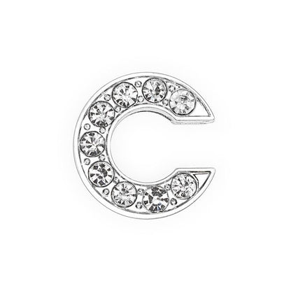 EBISU Design Alphabet Charms, Silver, 0.3 inch (8 mm) Holes, 26 Letters, A-Z DIY, Rhinestone, Zircon Parts, Initials, Accessory Parts, Handmade, Name Tags, Set of 2