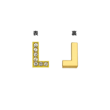 [EBISUデザイン] アルファベット 26文字 ゴールド 10mm穴 A-Z ローマ字 DIY ラインストーン 手芸パーツ イニシャルチャーム アクセサリーパーツ 手作り ネームタグ ハンドメイド