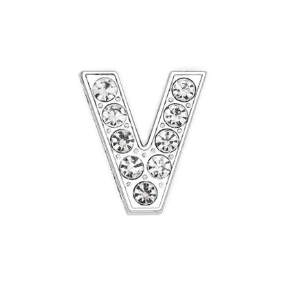 EBISU Design Alphabet Charms, Silver, 0.3 inch (8 mm) Holes, 26 Letters, A-Z DIY, Rhinestone, Zircon Parts, Initials, Accessory Parts, Handmade, Name Tags, Set of 2