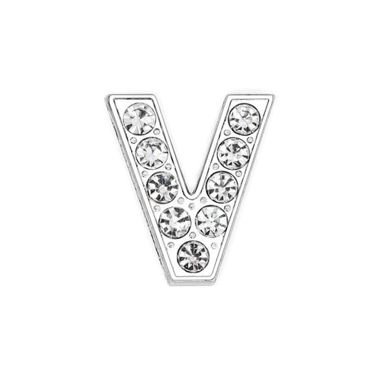 EBISU Design Alphabet Charms, Silver, 0.3 inch (8 mm) Holes, 26 Letters, A-Z DIY, Rhinestone, Zircon Parts, Initials, Accessory Parts, Handmade, Name Tags, Set of 2