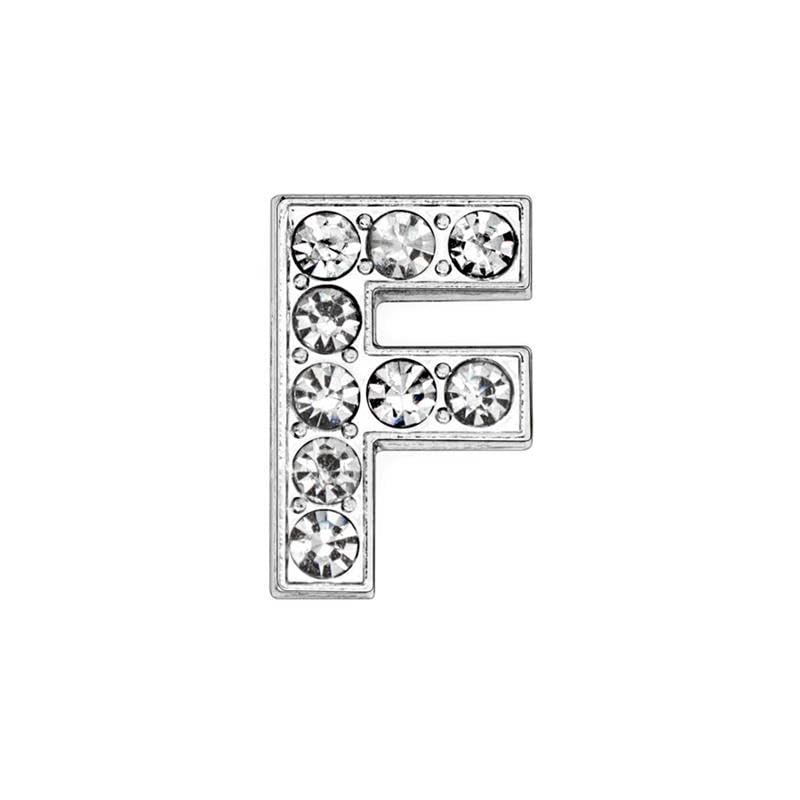 EBISU Design Alphabet Charms, Silver, 0.3 inch (8 mm) Holes, 26 Letters, A-Z DIY, Rhinestone, Zircon Parts, Initials, Accessory Parts, Handmade, Name Tags, Set of 2