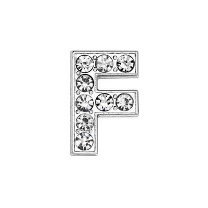 EBISU Design Alphabet Charms, Silver, 0.3 inch (8 mm) Holes, 26 Letters, A-Z DIY, Rhinestone, Zircon Parts, Initials, Accessory Parts, Handmade, Name Tags, Set of 2