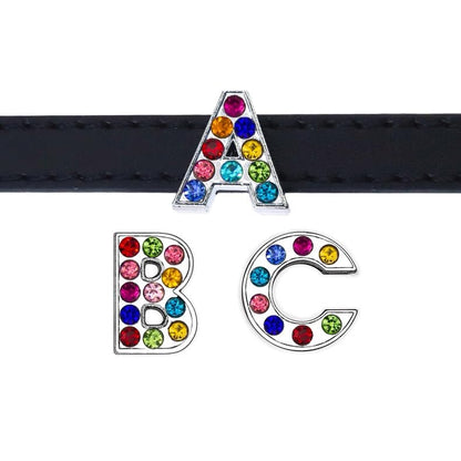 [EBISUデザイン] アルファベットチャーム 8mm穴 26文字 A-Z ラインストーン ジルコン イニシャル デコパーツ アクセサリー キーホルダー ハンドメイド 推し活にも 8mmベルト用 ネームタグ