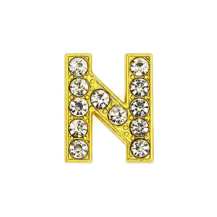 [EBISUデザイン] アルファベット 26文字 ゴールド 10mm穴 A-Z ローマ字 DIY ラインストーン 手芸パーツ イニシャルチャーム アクセサリーパーツ 手作り ネームタグ ハンドメイド