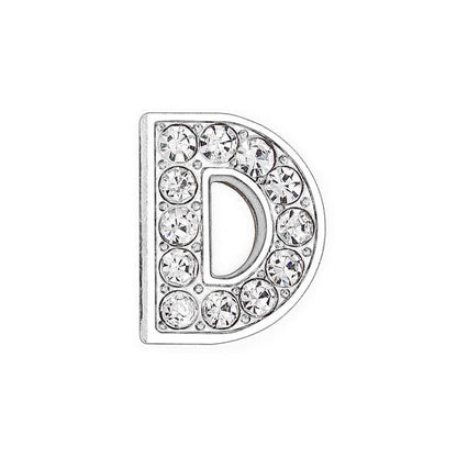 EBISU Design Alphabet Charms, Silver, 0.3 inch (8 mm) Holes, 26 Letters, A-Z DIY, Rhinestone, Zircon Parts, Initials, Accessory Parts, Handmade, Name Tags, Set of 2