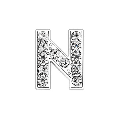 EBISU Design Alphabet Charms, Silver, 0.3 inch (8 mm) Holes, 26 Letters, A-Z DIY, Rhinestone, Zircon Parts, Initials, Accessory Parts, Handmade, Name Tags, Set of 2