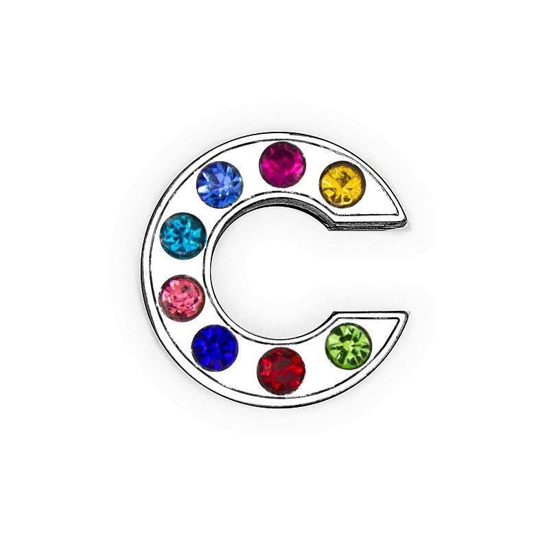 [EBISUデザイン] アルファベットチャーム 8mm穴 26文字 A-Z ラインストーン ジルコン イニシャル デコパーツ アクセサリー キーホルダー ハンドメイド 推し活にも 8mmベルト用 ネームタグ