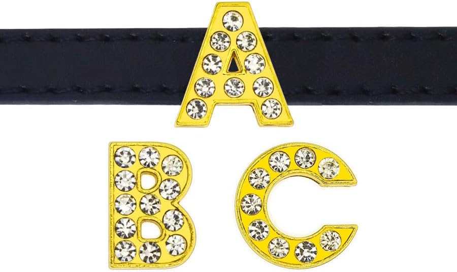[EBISUデザイン] アルファベットチャーム ゴールド 8mm穴 26文字 A-Z DIY ラインストーン ジルコン パーツ イニシャル アクセサリーパーツ 手作り ネームタグ用 推し活 2個セット