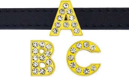 [EBISUデザイン] アルファベットチャーム ゴールド 8mm穴 26文字 A-Z DIY ラインストーン ジルコン パーツ イニシャル アクセサリーパーツ 手作り ネームタグ用 推し活 2個セット