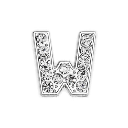 EBISU Design Alphabet Charms, Silver, 0.3 inch (8 mm) Holes, 26 Letters, A-Z DIY, Rhinestone, Zircon Parts, Initials, Accessory Parts, Handmade, Name Tags, Set of 2