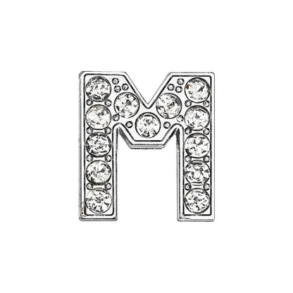 EBISU Design Alphabet Charms, Silver, 0.3 inch (8 mm) Holes, 26 Letters, A-Z DIY, Rhinestone, Zircon Parts, Initials, Accessory Parts, Handmade, Name Tags, Set of 2