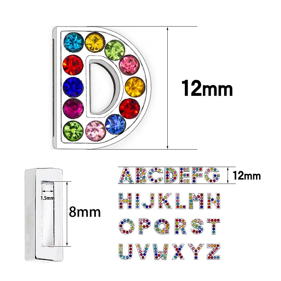 [EBISUデザイン] アルファベットチャーム 8mm穴 26文字 A-Z ラインストーン ジルコン イニシャル デコパーツ アクセサリー キーホルダー ハンドメイド 推し活にも 8mmベルト用 ネームタグ