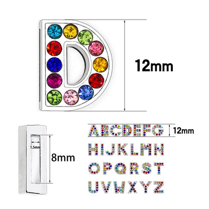 [EBISUデザイン] アルファベットチャーム 8mm穴 26文字 A-Z ラインストーン ジルコン イニシャル デコパーツ アクセサリー キーホルダー ハンドメイド 推し活にも 8mmベルト用 ネームタグ