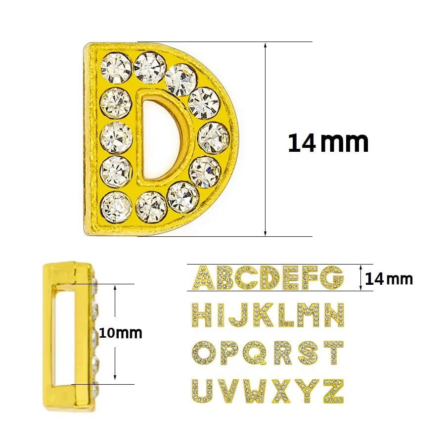 [EBISUデザイン] アルファベット 26文字 ゴールド 10mm穴 A-Z ローマ字 DIY ラインストーン 手芸パーツ イニシャルチャーム アクセサリーパーツ 手作り ネームタグ ハンドメイド