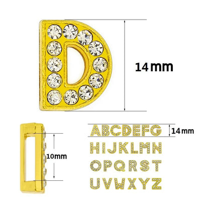 [EBISUデザイン] アルファベット 26文字 ゴールド 10mm穴 A-Z ローマ字 DIY ラインストーン 手芸パーツ イニシャルチャーム アクセサリーパーツ 手作り ネームタグ ハンドメイド