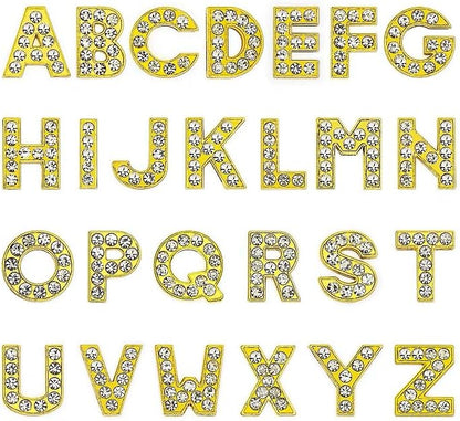 [EBISUデザイン] アルファベットチャーム ゴールド 8mm穴 26文字 A-Z DIY ラインストーン ジルコン パーツ イニシャル アクセサリーパーツ 手作り ネームタグ用 推し活 2個セット